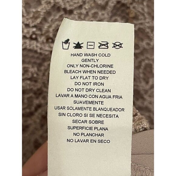 R&M Richards Petite 14P‎ Lace Sequin Dress - Taupe Sleeveless Made In USA - Picture 7 of 16